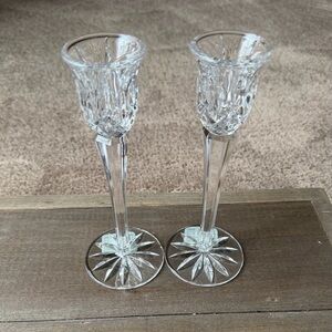 Lady Anne Clear Cut Crystal Tall Pair - Elegant Candlestick Holders